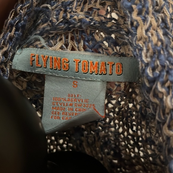 Flying tomato, Boho style blue and tan fringe cardigan sweater ￼ - Picture 9 of 9